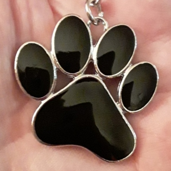 NWOT Rhinestone 2 sided PAW PRINT Key Ring / Chain - Picture 6 of 8